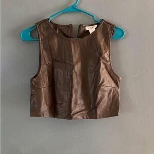 Brown Leather Crop Top